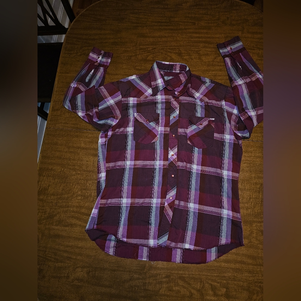 American Hero Multicolor Striped Pearl Snap L XL Long Sleeve Western Shirt